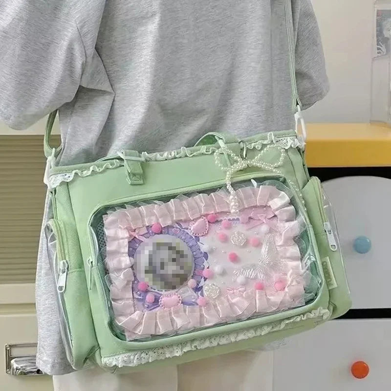 Large Capacity Ita Bag Anime Two-dimension Lolita Tote Bag Clear Window Crossbody Shoulder Bag Handbag Gift For Friends Good Vibrations