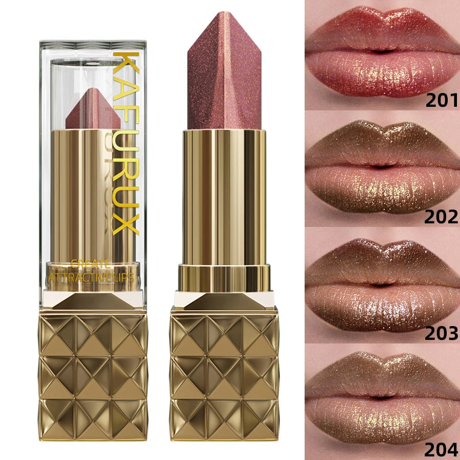 1PC Glitter Shiny Metallic Two Tone Lipstick Matte Pearlescent Lip Tint,Long Lasting Lip Senior Lip Makeup Gifts Lip Gloss Coste Good Vibrations
