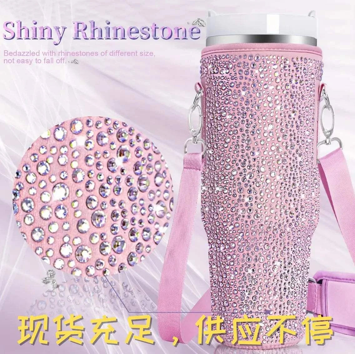 6 colors shiny rhinestone Lanyard cup protection case bag vacuum bottle compatitable for Stanley 40oz accessories vehicle Good Vibrations Adult Super Store