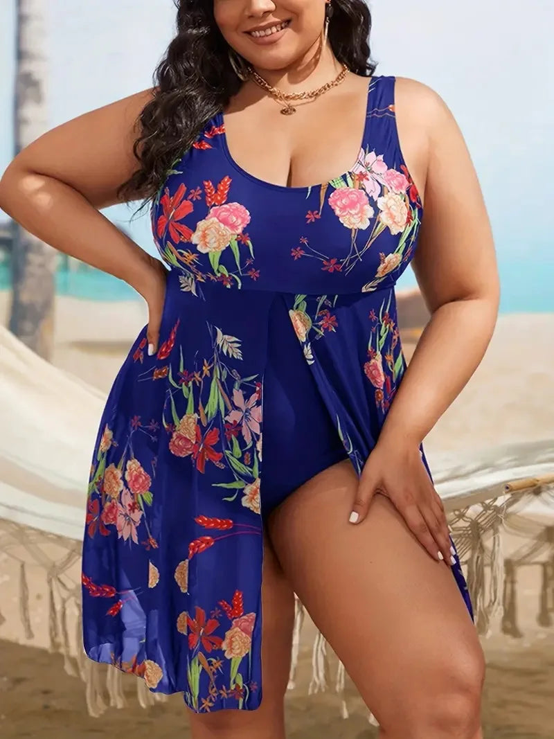 Sexy One Piece Swimsuit Women Mesh Bathing Suit 2025 Plus Size Swimdress Summer Flower Printed Swimwear Beach Wear Mujer XXXXL Good Vibrations