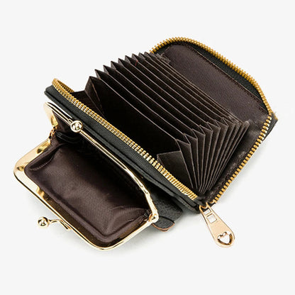 Women's PU Leather Short Wallet - Floral Pattern Large Capacity Purse with Money Hasp, Fashion Card Holder Coin Purse Good Vibrations