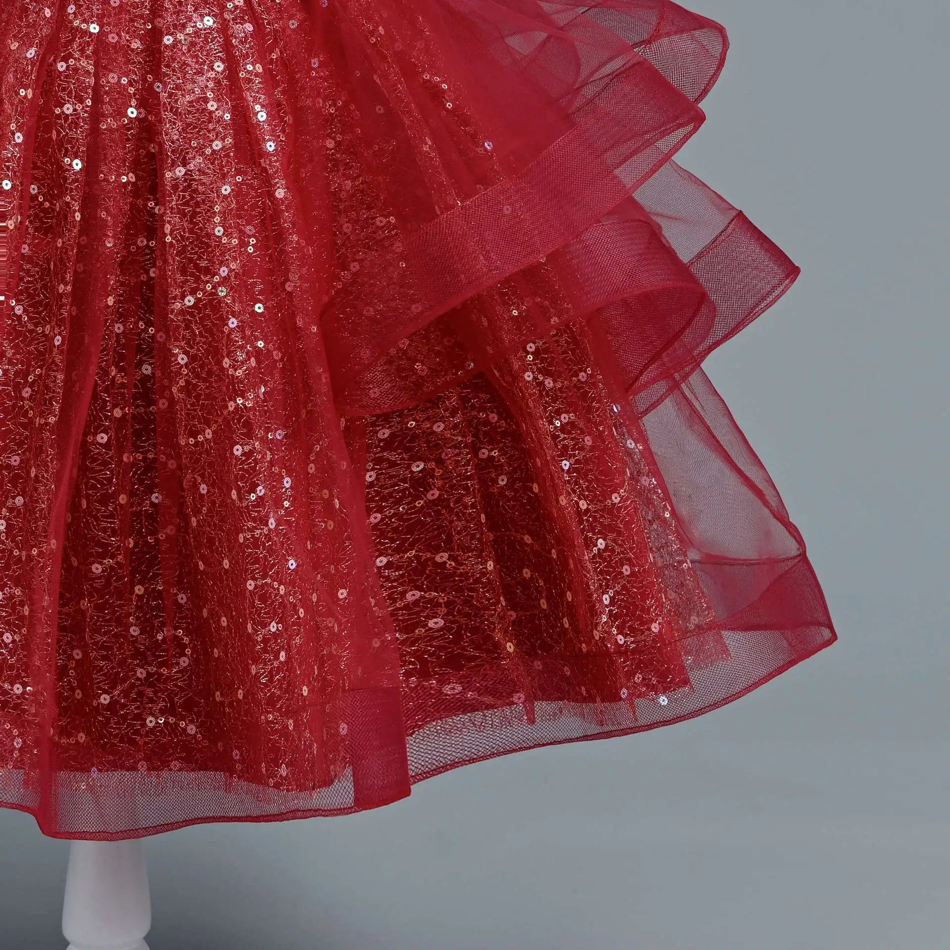 New Girl's Wedding Evening Dress Petal Sequin Mesh Sleeveless Dress Birthday Party School Graduation Party Dress Good Vibrations