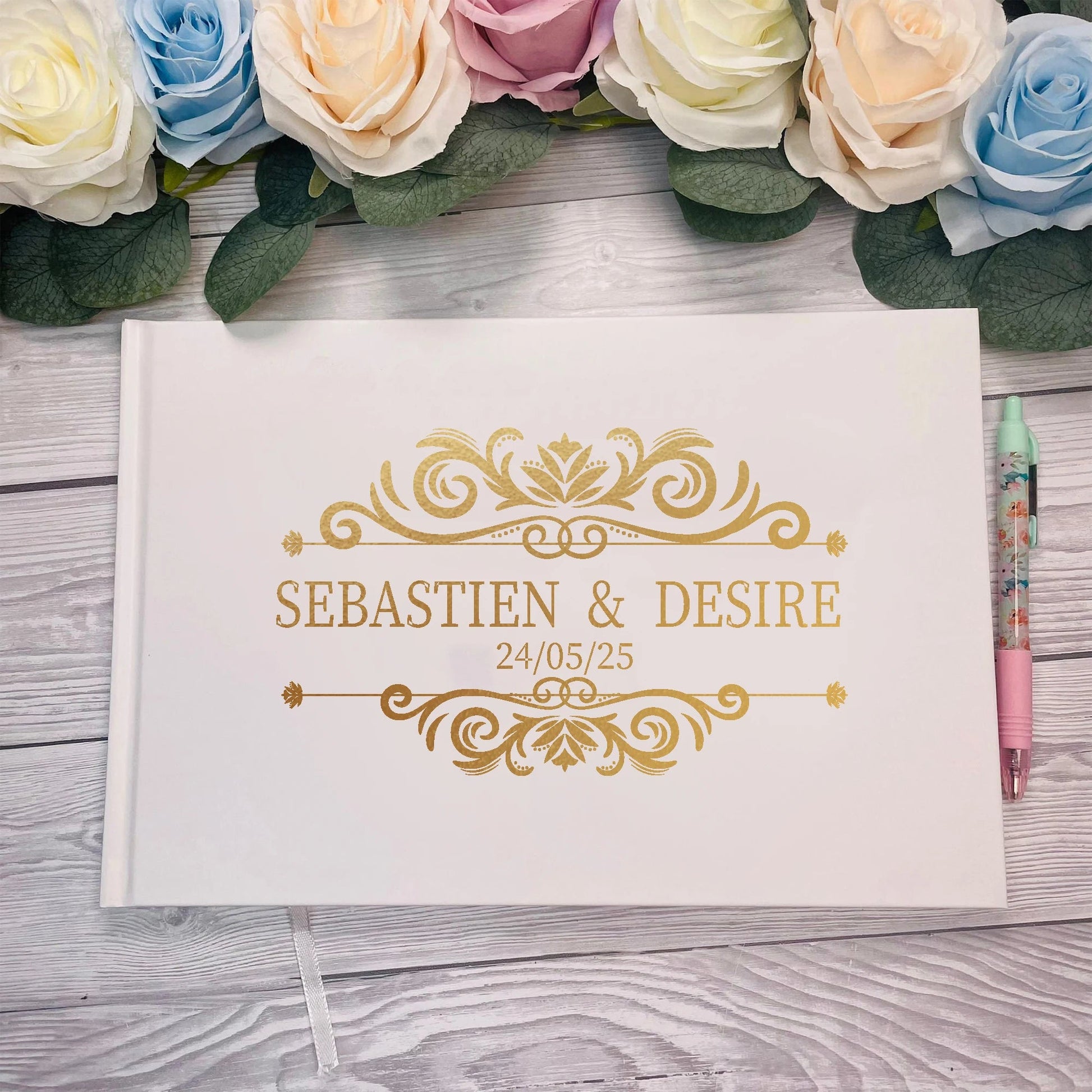 Personalized Guest Book for Wedding Noble Message Photo Album Simple Elegant Horizontal Wedding Reception Signing Book Good Vibrations