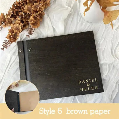 Personalized Guest Book Wedding Album Memory Wooden Adventure Rustic Unique Photo Album For Custom Name Marriage Wedding Gift Good Vibrations