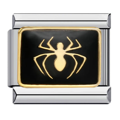 Goth Vintage Black Glaze Skull Raven Ghost Halloween Day's Charm Links Fit 9mm Bracelet Stainless Steel Making DIY Jewelry Good Vibrations