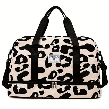 Large Capacity Nylon Travel Duffle Bag with Animal Print, Sports Gym Storage Bag, Portable Women'S Weekender Overnight Bag Good Vibrations
