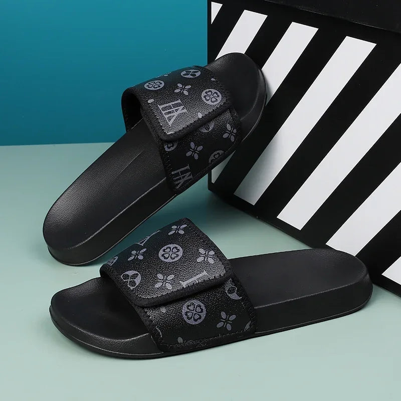 Men's Genuine Leather Sandals Comfortable Man Sandal House Slippers Man Summer Shoes Sale Genuine Mens Slipper Flip Flop Slides Good Vibrations