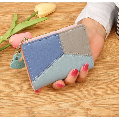 Fashion Women's Wallet Zipper Coin Purse Lady Short Clutch Purse Handbag Patchwork Leather Female Card Holder Wallet Phone Pouch Good Vibrations