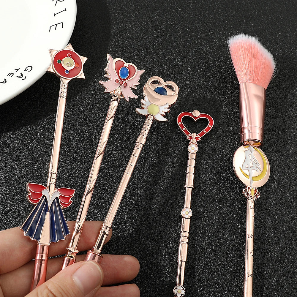 5pcs/set Kawaii Sailor Moon Makeup Brushes Kits Foundation Powder Blush Eyeshadow Kabuki Blending Make Up Brush Beauty Tools Good Vibrations