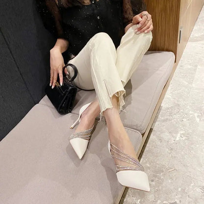 Women Evening Party High Heels New  Pumps Elegant Ladies Pointed To Black  Strappy Stripper Shoes for Women Good Vibrations