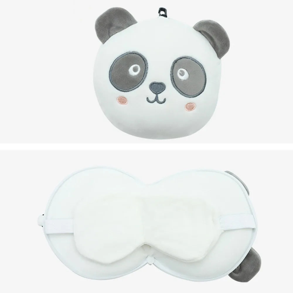 Creative 2 in 1 Eye Mask Neck Pillow Cartoon Soft Travel Eye Cover Airplane Head Pillow for Travel&Office Good Vibrations