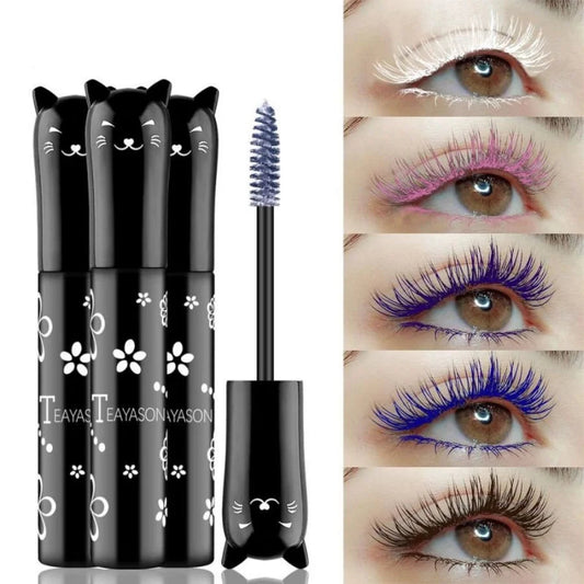 6-Colorful Mascara with Large Brush Head, Easy to Color, Non-Clumping, Non-Fading Mascara, White Purple, Sapphire Blue, Silver Coffee, Not Easy to Smudge, Mascara, Eyebrow Cream Good Vibrations