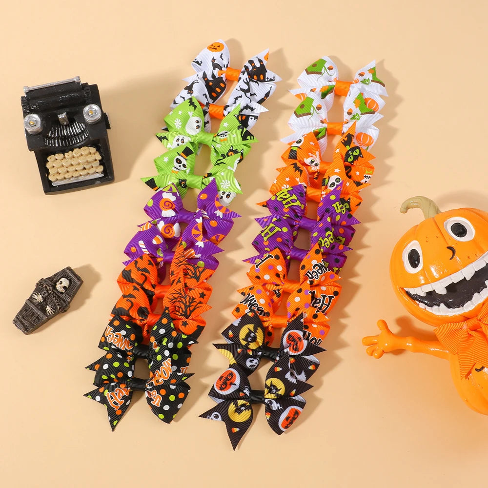 10Pcs/Set Baby Girl Halloween Hair Clips Pumpkin Bat Ornaments Hairpin Party Decoration Kids Hair Accessories Good Vibrations