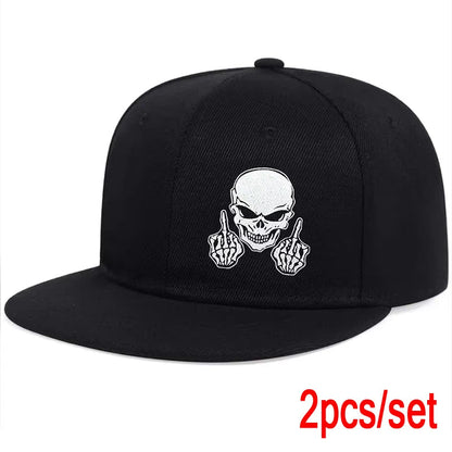 Unisex Skeleton Finger Embroidery Hip-hop Hats Spring Autumn Outdoor Adjustable Casual Baseball Caps Sunscreen Hat Good Vibrations