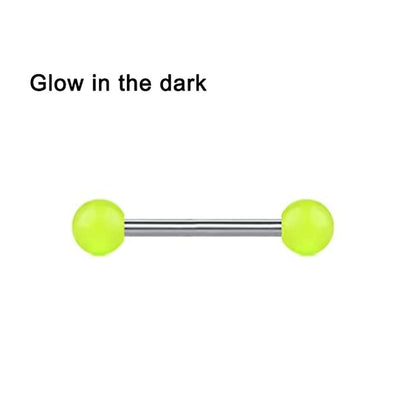 1PCS/4PCS Stainless Steel 14G Tongue Rings Barbell Glow Tongue Barbell Jewelry for Women piercing Tongue Piercing Yellow Good Vibrations
