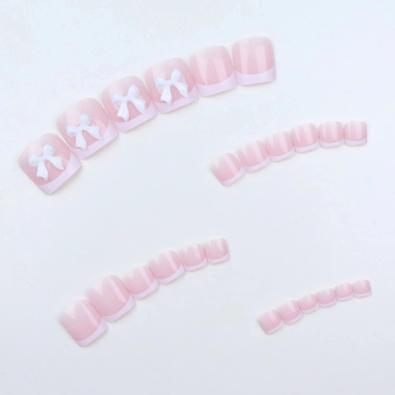 24pcs French Fake Toenails Pink Gradient Full Cover Short Square Toe Nails Foot Nails Tips for Women Girls Good Vibrations