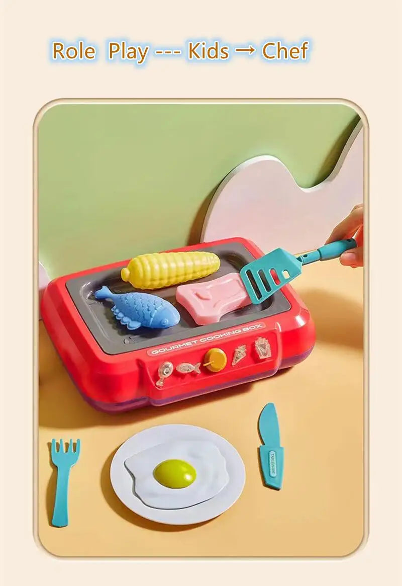 DIY Kitchen Cooking toy Set with 20pcs Multi-functional Induction Children's Play House Food Toys for Parent-child fuuny Gifts Good Vibrations