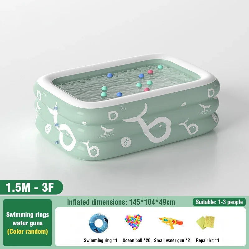 Inflatable Swimming Pool with Water Slide for Backyard Garden Party Foldable Kids Adults Family Pools PVC Swimming Pools Good Vibrations