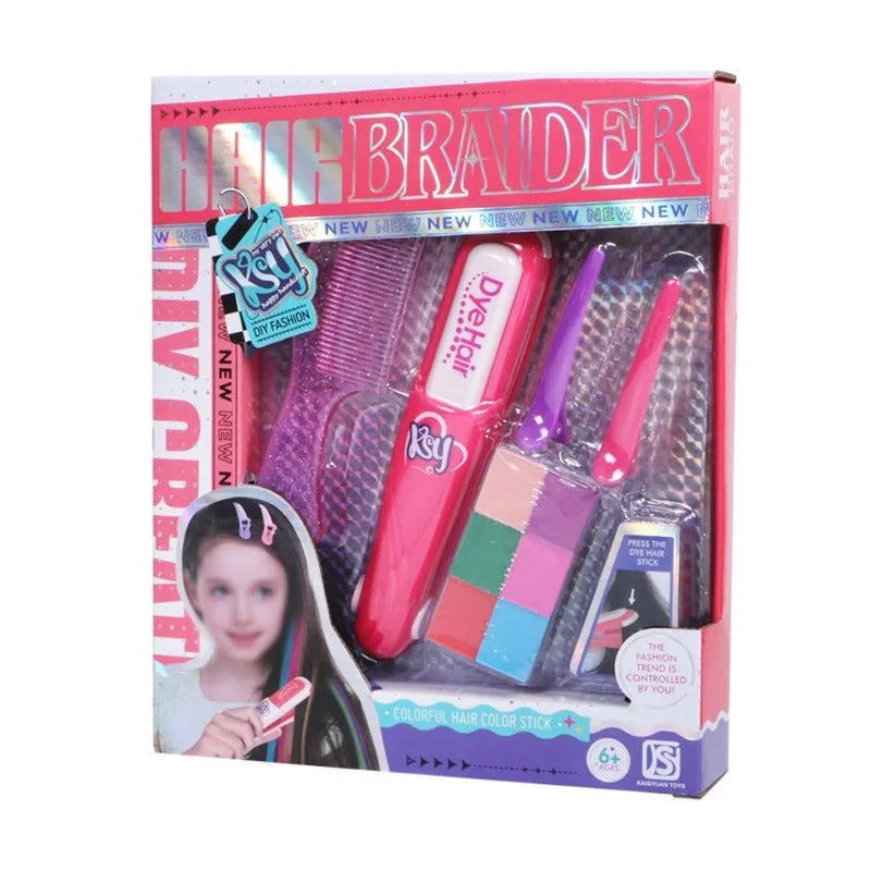 Children's Simulated Hair Dyeing Stick Set DIY Hair and Makeup Tools Girl's House Hair Accessories and Makeup Toy Gifts Good Vibrations
