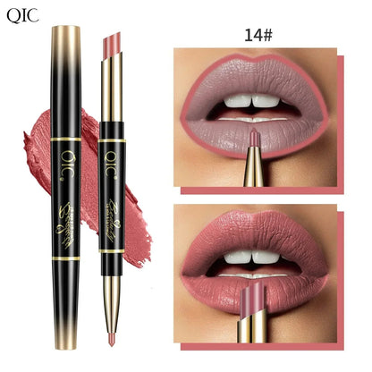 2 In 1 Matte Lipstick lip liner Long lasting waterproof Makeup for women Korean Cosmetics Beauty Make up female Good Vibrations