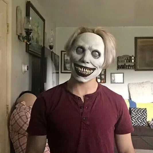 Horror The Exorcist Smiling Face Demon Mask Cosplay Evil Creepy Ghost Skull Plastic Halloween Carnival Party Costume Prop Good Vibrations