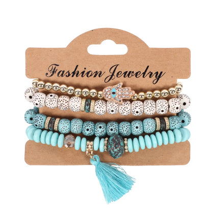 Bohemian Handmade Beads Bracelet Set For Women Summer Colorful Beaded Chain Bangle Men Boho Jewelry Accessories Good Vibrations