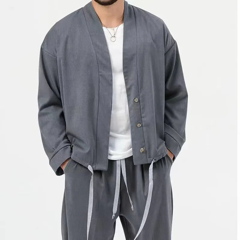 New Business Casual Sporty Men's Long-Sleeved Suit for Spring and Autumn. Men's Pure Color Loose Coat with Fashionable Jacket. Good Vibrations
