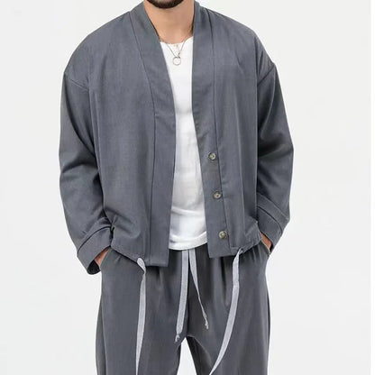 New Business Casual Sporty Men's Long-Sleeved Suit for Spring and Autumn. Men's Pure Color Loose Coat with Fashionable Jacket. Good Vibrations