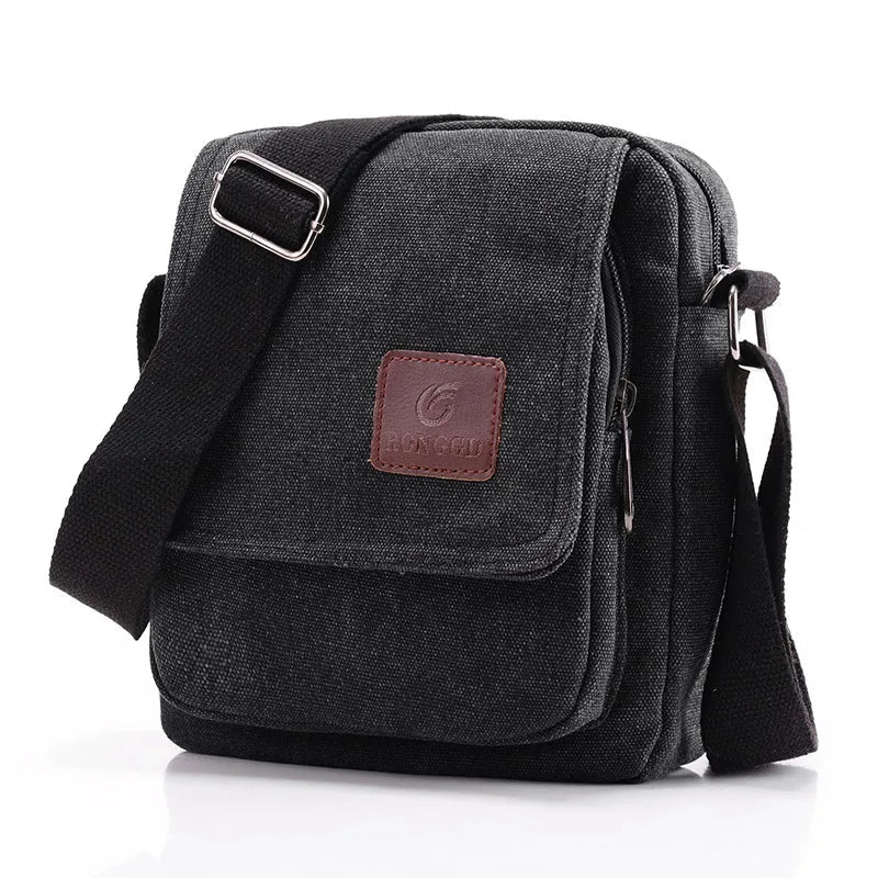 Casual Crossbody Bag, Men's Retro Canvas Crossbody Bag, Suitable for Going Out and Daily Commuting, Shoulder Bag Good Vibrations