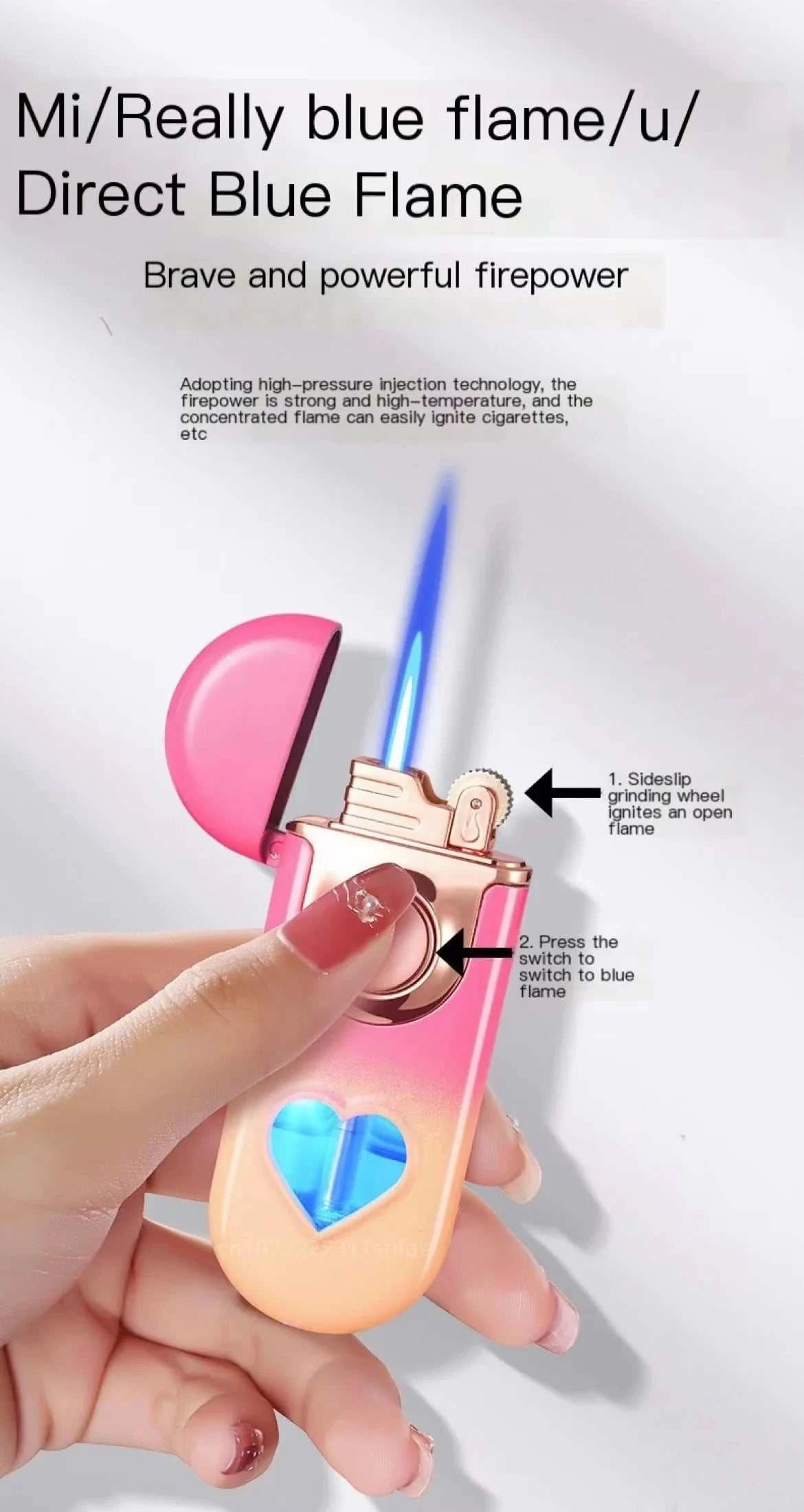 Metal Love Double Flame Butane Gas Lighter 