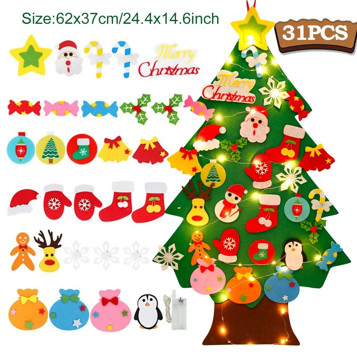 Kids DIY Felt Christmas Tree Merry Christmas Decorations For Home 2025 Christmas Ornaments Navidad 2026 New Year Gifts Xmas Tree Good Vibrations