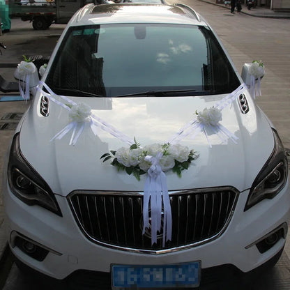 Simulation Rose Wedding Car Flower Champagne Knot Wedding Flower Wedding Set Good Vibrations