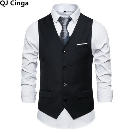 Blue Suit Vest, Men's Business Sleeveless Vests Jacket, Asian size S-6XL, Wedding Party Waistcoat, Red Purple Black Gray Good Vibrations