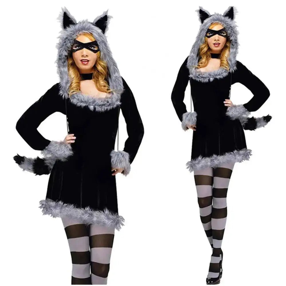 Adult Leopard Fox Cat Girl Cosplay Costume Halloween Costumes Women Fancy Party  Dress Up Deluxe Plush Monster Animal Costume Good Vibrations