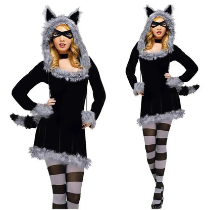Adult Leopard Fox Cat Girl Cosplay Costume Halloween Costumes Women Fancy Party  Dress Up Deluxe Plush Monster Animal Costume Good Vibrations