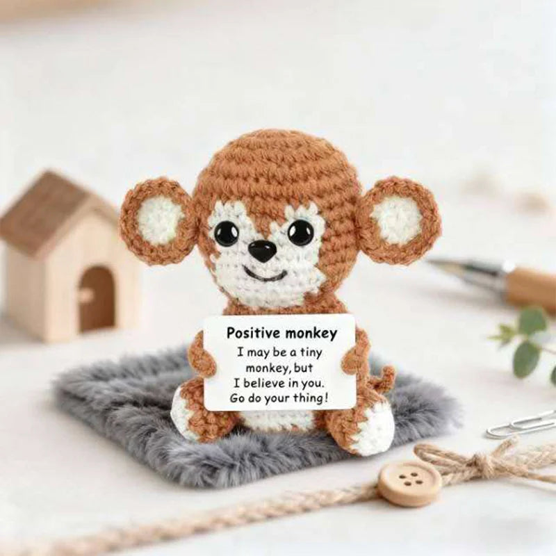Gifts for Him Her Boyfriend Girlfriend  Handmade Positive Crochet Cute Monkey Emotional Birthday Christmas Desktop Decorations Good Vibrations