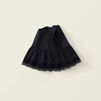 Korean Summer Kids Girls 2PCS Clothes Set Cotton Black Lace Baby Girl Vest Tops Suit Loose Striped Straight Pant Kid Girl Outfit Good Vibrations