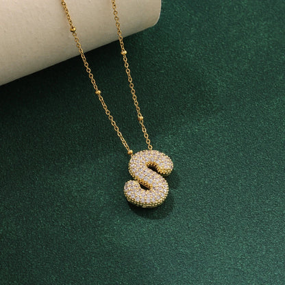 New Luxury Zircon Crystal 26 English Letters Stainless Steel Necklaces For Women Trendy Female Choker Chain Jewelry Wholesale Good Vibrations