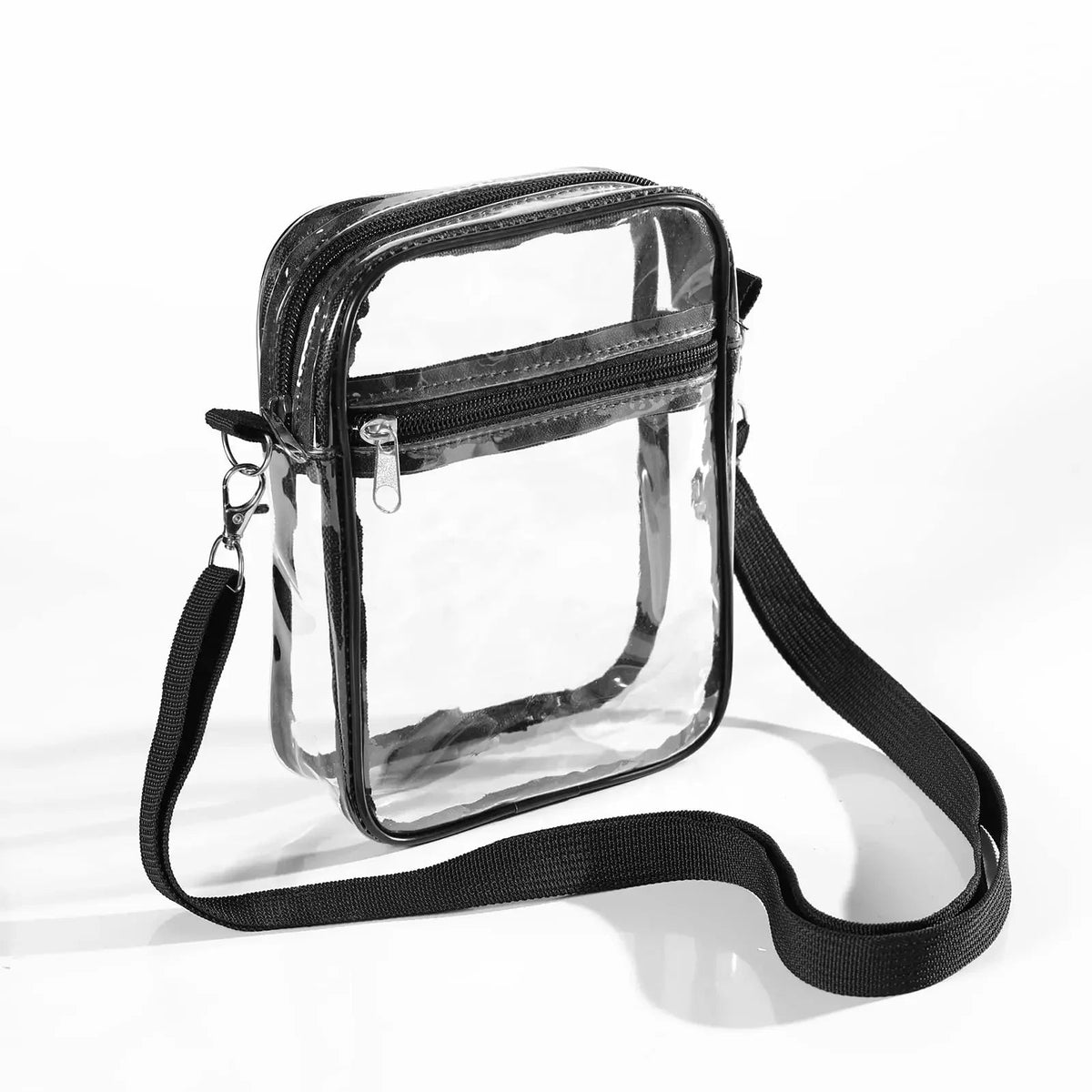 Women Clear Shoulder Bag Stadium Approved PVC Concert Transparent Purse Simple Crossbody Bag With Front Pocket Casual Handbag Good Vibrations