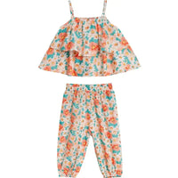 2024 Summer New baby Girls' Suits Cute Floral Vest And Anti-Mosquito Pants Children Clothing Sets Fashion Kids Outfit Good Vibrations