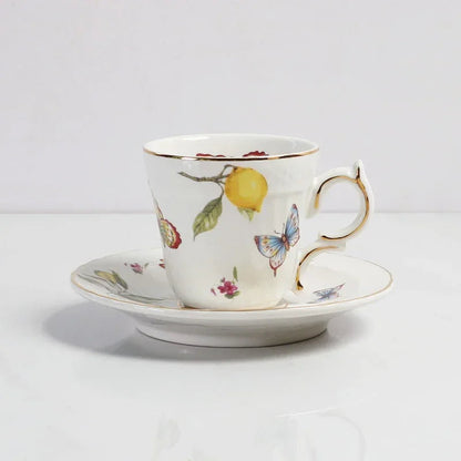 Europeanc Style Ceramic Dining Plate Elegant Lemon Pattern Dinner Steak Plate Coffee Cup Set Western Cuisine Dessert Plate Good Vibrations
