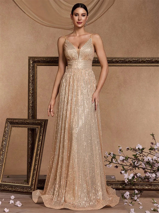 Elegant Sexy Backless Sequins Evening Dress Long 2025 Mermaid Formal Gown Women Wedding Party Dresses Caicktail Graduation  Prom Good Vibrations