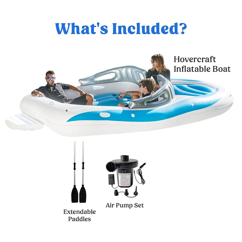 New Inflatable Boat 6 People Inflatable Floating Island Sea Party Inflatable Yacht Thickened PVC Drift Boat Yacht Floating Raft Good Vibrations