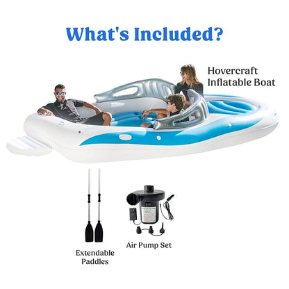 New Inflatable Boat 6 People Inflatable Floating Island Sea Party Inflatable Yacht Thickened PVC Drift Boat Yacht Floating Raft Good Vibrations