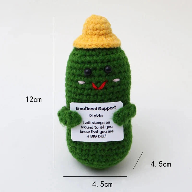 Positive Energy Pocket Hug Crochet Doll, Mini Handmade Knitted Plush Potato Turtle Vegetable Duck Funny Support Gift with Card Good Vibrations