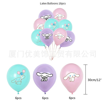 Cinnamoroll Theme Party Supplies Kids Birthday Christmas Decorations Gift Bag Ballons Banner Cake Topper Tableware Accessories Good Vibrations