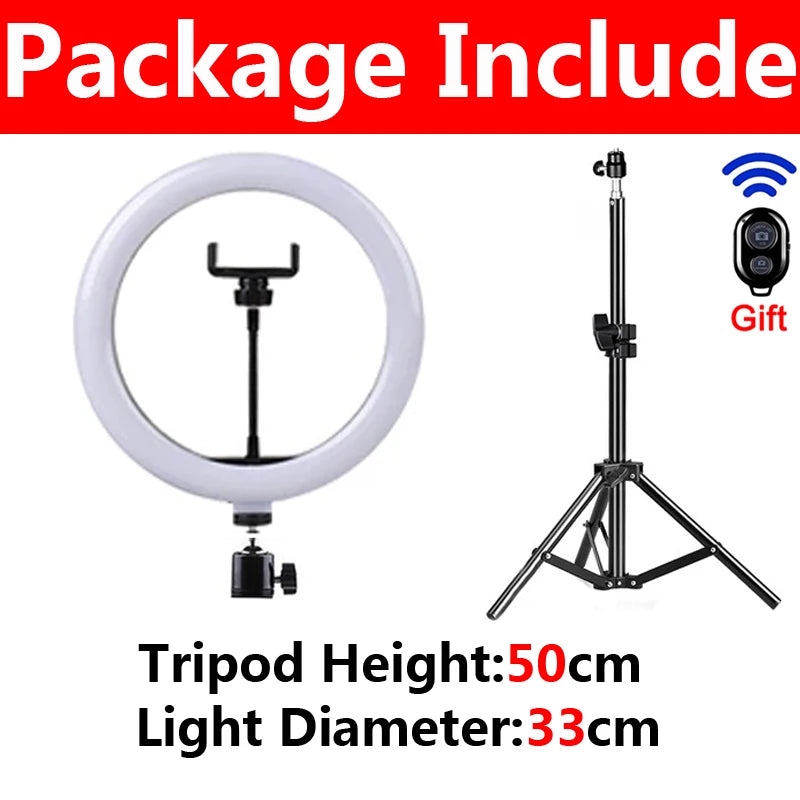 26cm LED Selfie Ring Lamp Photographic Selfie Ring Lighting USB Remote Fill light For Tiktok Video Live with Phone Holder Tripod Good Vibrations Adult Super Store