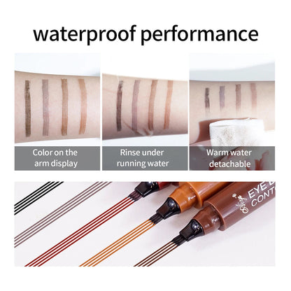 Waterproof Eyebrow Pencil, Quad Eyebrow Pencil, Natural Brow Makeup Long-Lasting Non-Fade Liquid Water Eyebrow Pencil (5 Colors) Good Vibrations