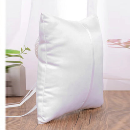 Wedding Ring Pillow Elegant Heart Bowknot Ring Bearer Pillow Portable Wedding Supplies