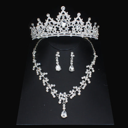 Luxury Crystal Wedding Bridal Jewelry Sets Women/Girl Gold Color Tiara/Crown Earrings Choker Necklace Bride Jewelry Set Good Vibrations Adult Super Store